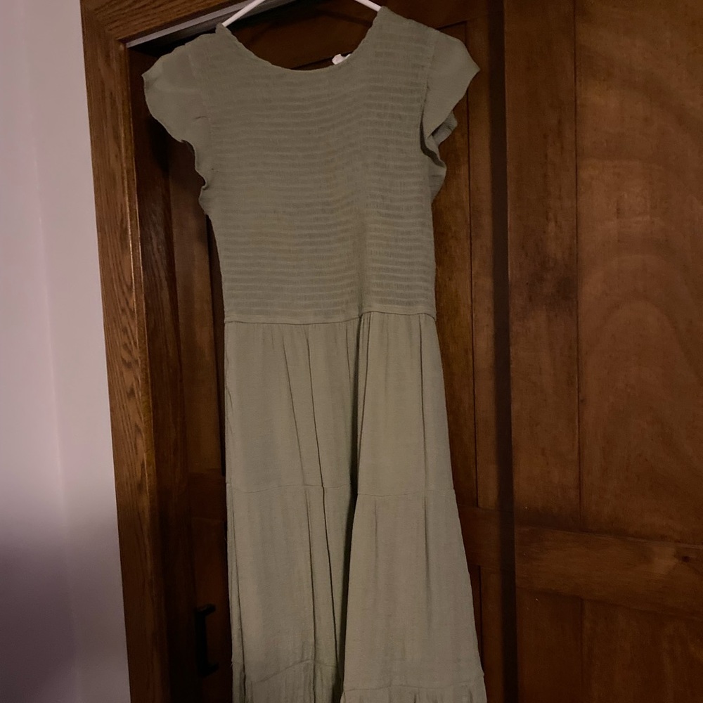 Sage boutique beautiful dress with smocked top
